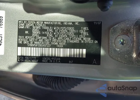 2008 Toyota Tundra Limited 5.7L V8 from USA, damaged, VIN 5TBDV58128S497227